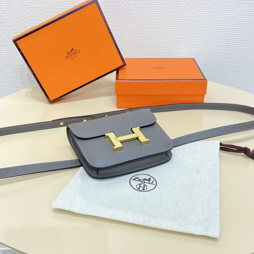 Hermes Constance Slim Wallet Belt Bag In Etain Epsom Leather